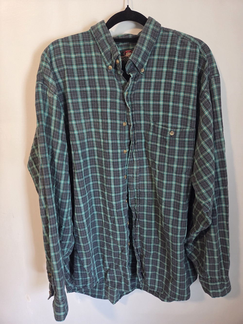 Men's Green Plaid Button-Down Shirt